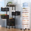 Kitchen rotating storage rack, home floor-standing multi-layer snack box, living room fruit and vegetable basket, small trolley storage rack, mobile